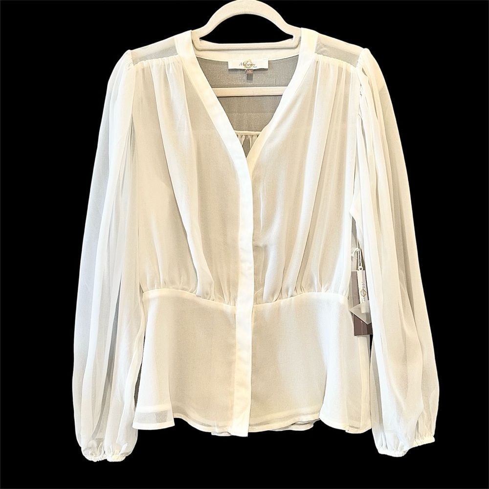 Melograno Rico white sheer blouse